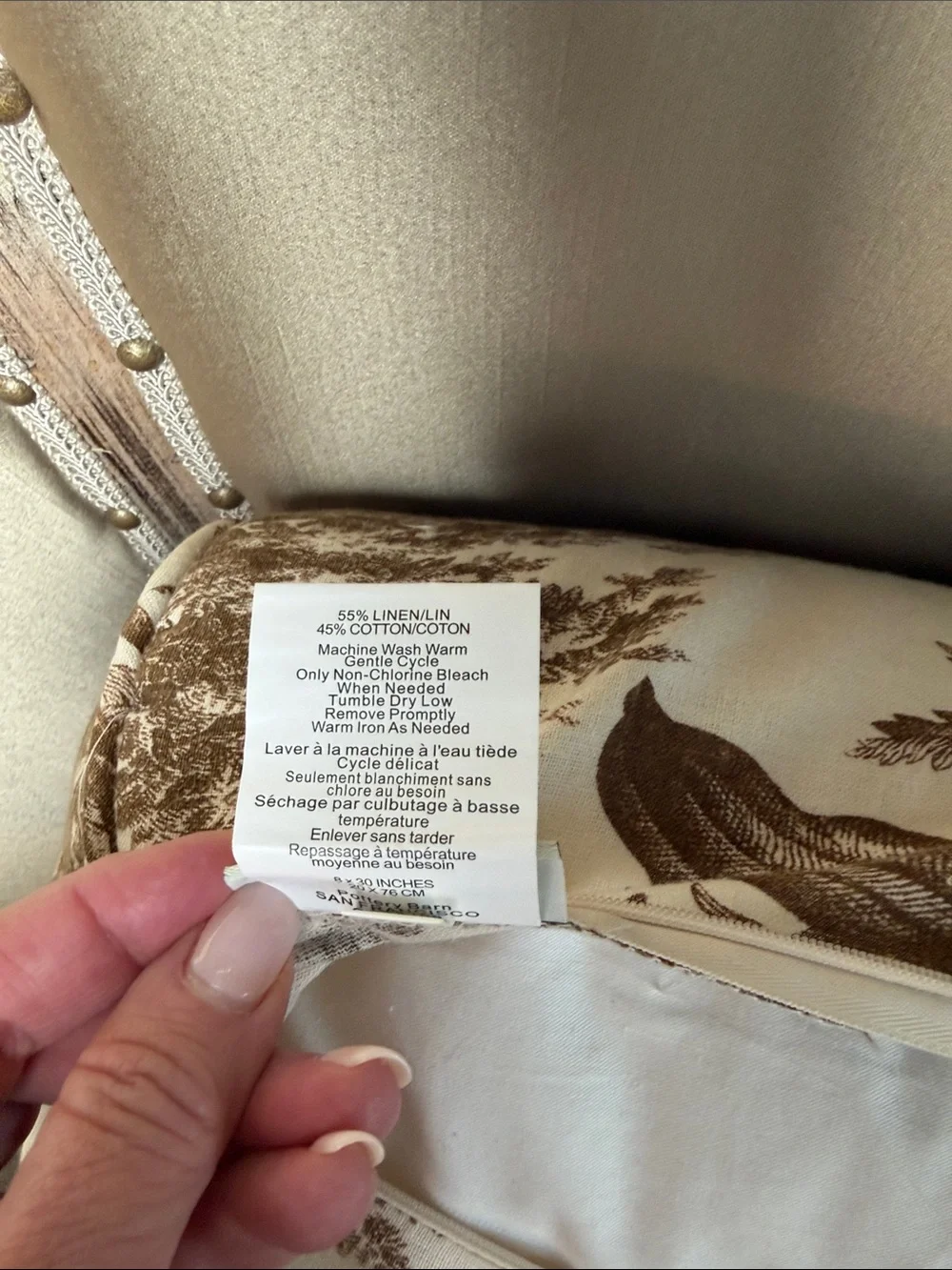 Pottery Barn Matine Toile Bolster Roll Pillow